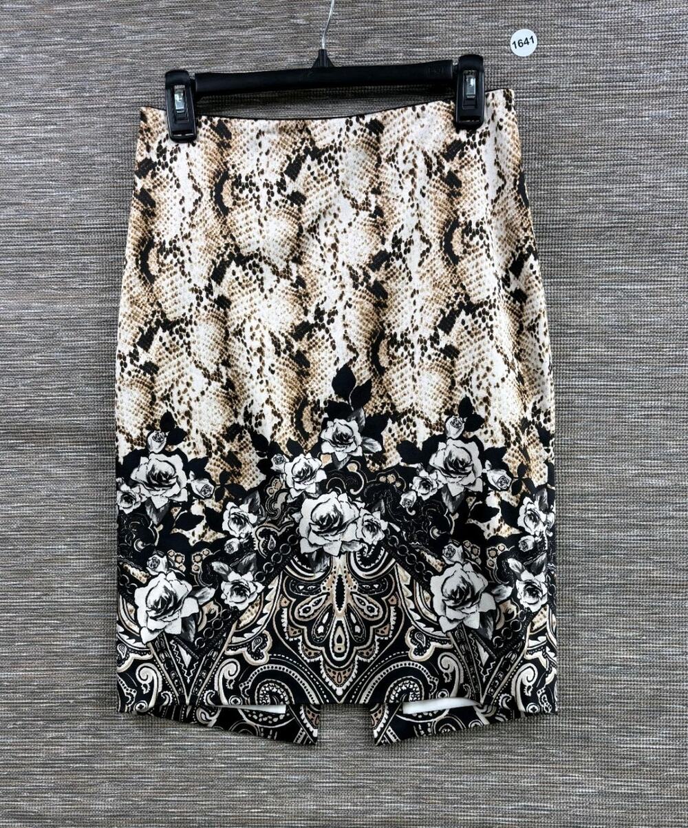 White House Black Market Snake Print & Floral Straight Pencil Skirt Womens Sz 0